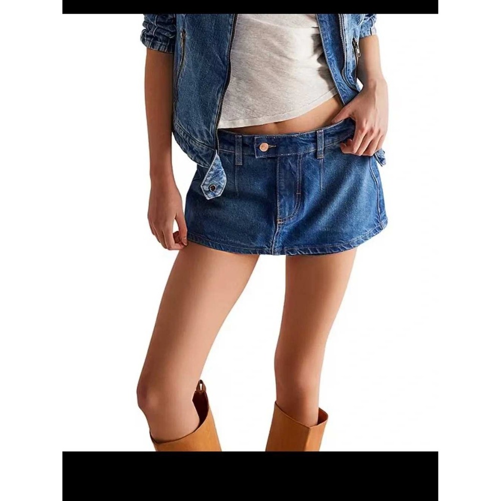 Free People We The Free Galivanting Skort Blue Rebel Denim Mini Skirt Size 27